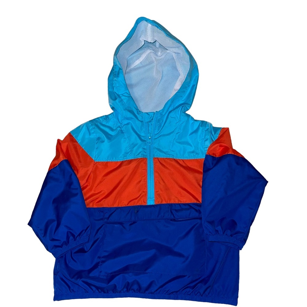 Wonder Nation Toddle Boy Pull Over Hooded Windbreaker Jacket Size 2T Quarter Zip